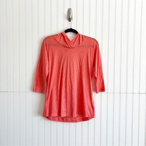 Columbia Peach Orange Long Sleeve Sheer Pullover